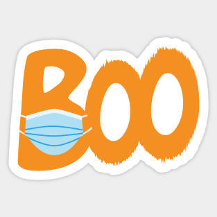 BOO - Orange text and Blue surgical mask Sticker